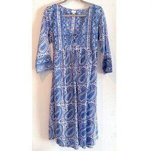French St. Trope blue & white cotton gauze dress M/L